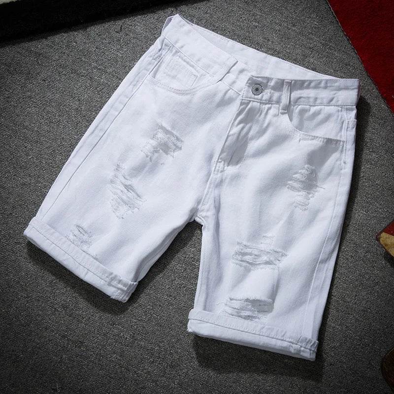 Buy Center Men’s White Denim Shorts - Casual Slim Fit Knee Length - Buy Center UK