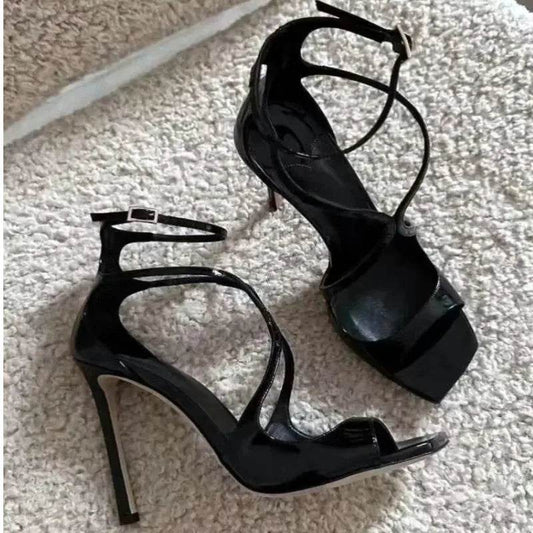 Elegant Purple High Heels - Luxury Satin Cross Strap Design - Buy Center UK