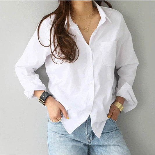 Buy Center Cotton Blouse - Elegant White Shirt for Women, Casual Style - Buy Center UK