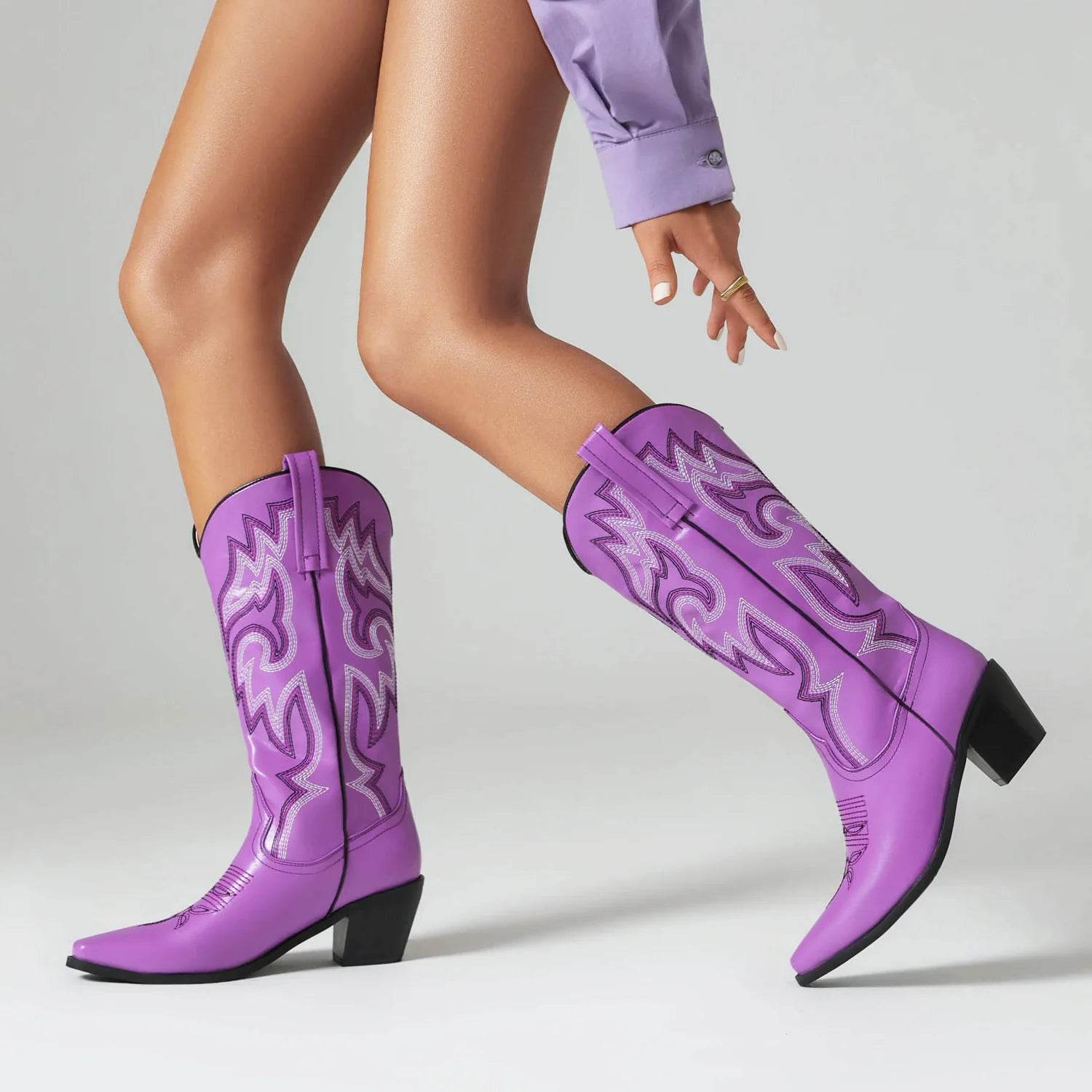 Buy Center Women’s Embroidered Cowgirl Boots - Knee High Fashion Style - Buy Center UK