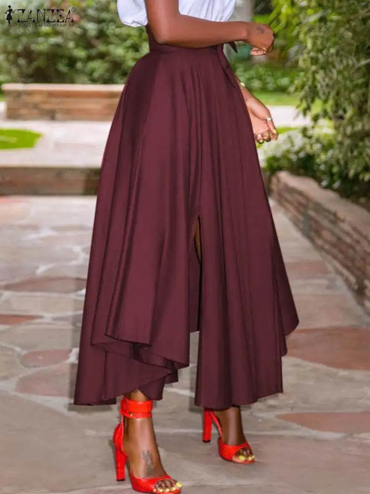 ZANZEA Summer Party Sundress - High Waist Irregular Skirt Maxi Dress - Buy Center UK