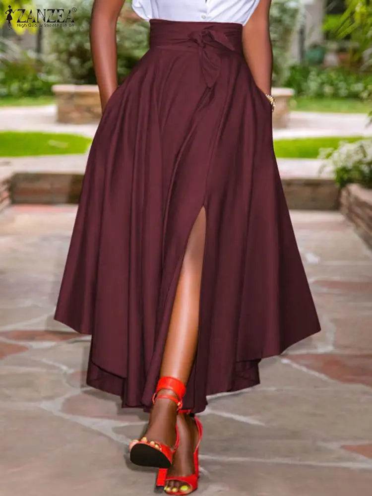 ZANZEA Summer Party Sundress - High Waist Irregular Skirt Maxi Dress - Buy Center UK