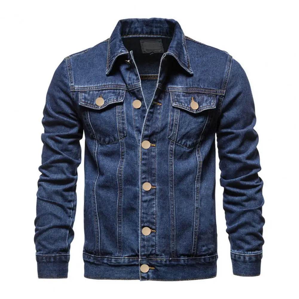 Buy Center Men Slim Fit Denim Jacket - Stylish Motorcycle Design - Buy Center UK
