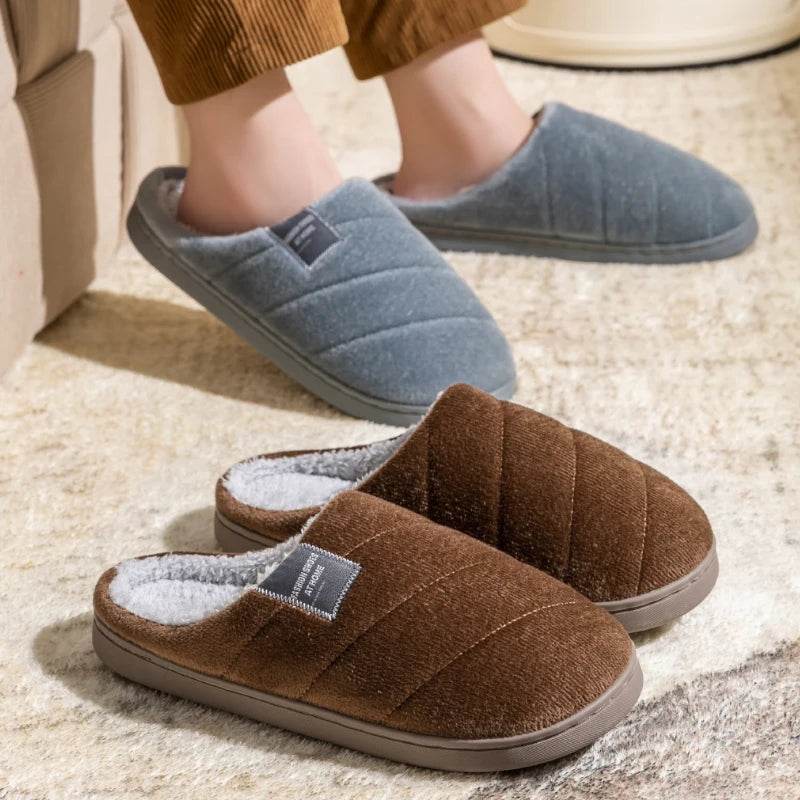 Buy Center Men's Anti-Slip Warm Slippers - Cozy Fur, Winter Comfort - Buy Center UK