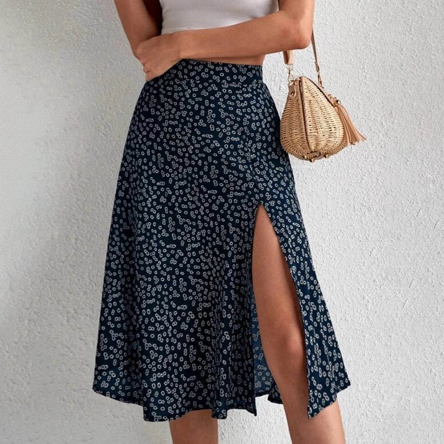 Buy Center Women’s Floral Print A-line Midi Skirt - High Waist Style - Buy Center UK