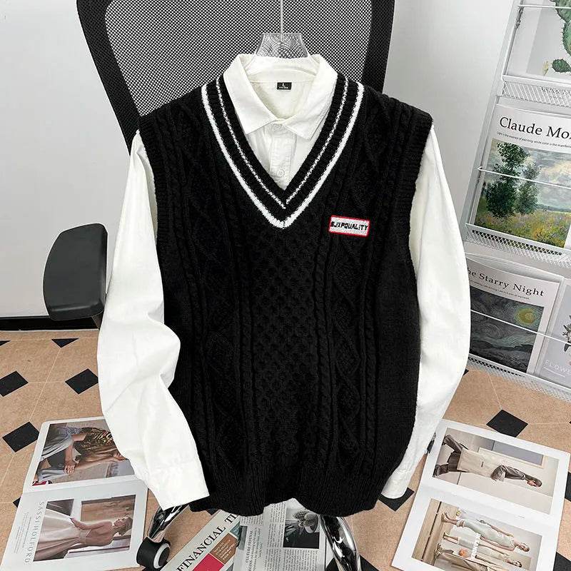 Buy Center Men's Loose Knitted Vest - Thickened Sleeveless V-Neck - Buy Center UK