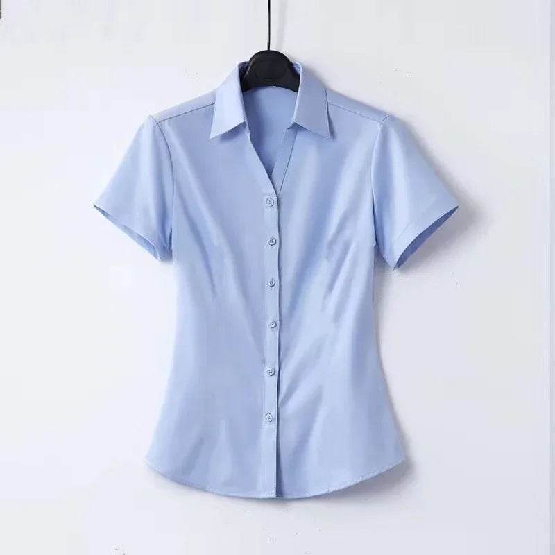 Buy Center Women's Short Sleeve Black Blouse - High Elasticity, Casual Style - Buy Center UK