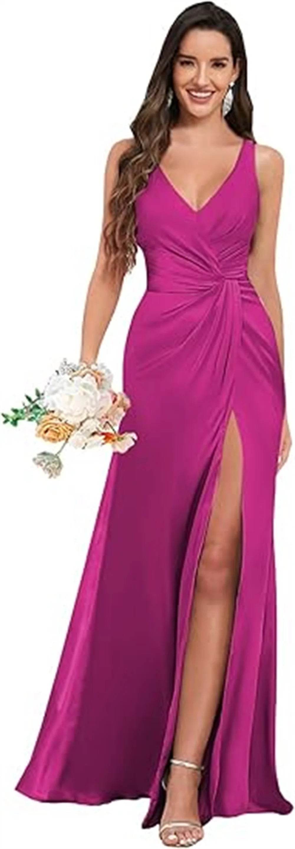 Customized Mermaid Satin Bridesmaid Dresses - Elegant V-Neck Design - Buy Center UK