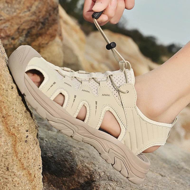 Buy Center Genuine Leather Men’s Sandals - Casual Beach Outdoor Shoes - Buy Center UK