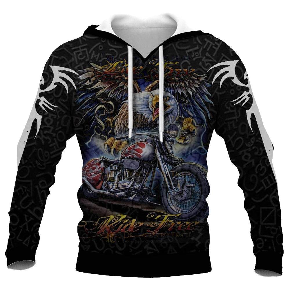 2023 Men's Vogue Skull Motorcycle Hoodie - Loose Fit, 3D Printed - Buy Center UK