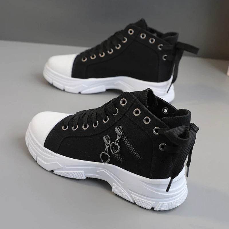 2024 Women's High Top Sneakers - Denim Canvas Lace-Up Boots - Buy Center UK