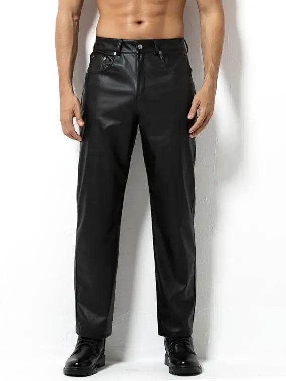 Arjen Kroos Faux Leather Disco Pants for Men - Casual & Stylish Trousers - Buy Center UK