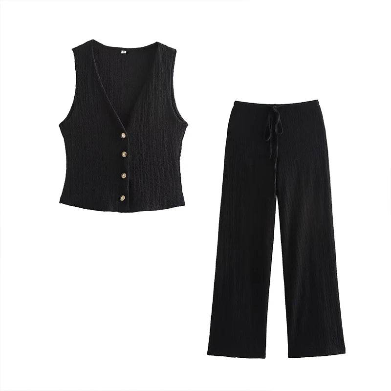 Willshela Women's 2 Piece Set - Chic Tank Top & High Waist Pants - Buy Center UK