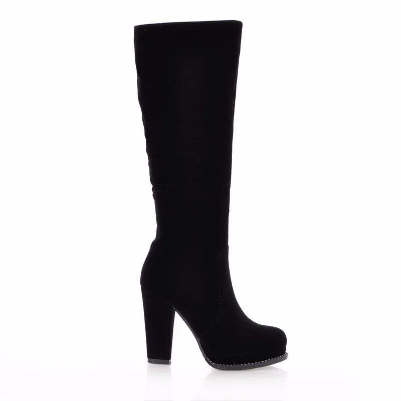 Women's Knee-High Winter Boots - Stylish Waterproof High Heels - Buy Center UK
