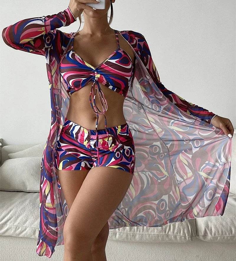 Buy Center 2025 Women's 3-Piece Swimsuit Set – Tankini, Cover-Up & Shorts - Buy Center UK