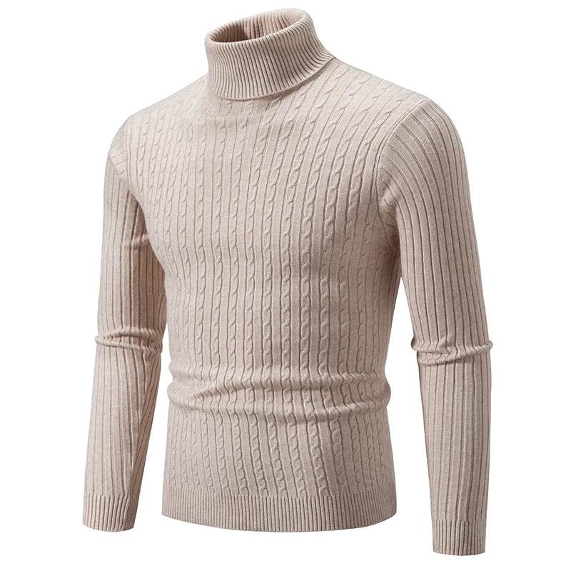 New Autumn Men's Jacquard Sweater - Cozy High Neck Turtleneck Pullover - Buy Center UK