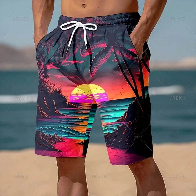 Buy Center Summer Hawaiian Beach Shorts - 3D Palm Tree Graphics - Buy Center UK