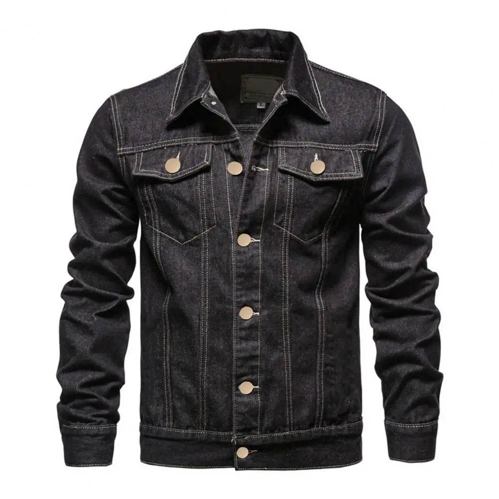 Buy Center Men Slim Fit Denim Jacket - Stylish Motorcycle Design - Buy Center UK