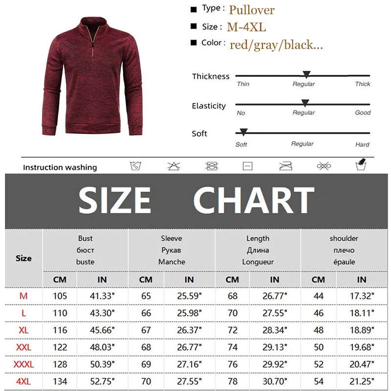 Buy Center Men's Half Zipper Pullover Sweater - Casual Turtleneck Style - Buy Center UK
