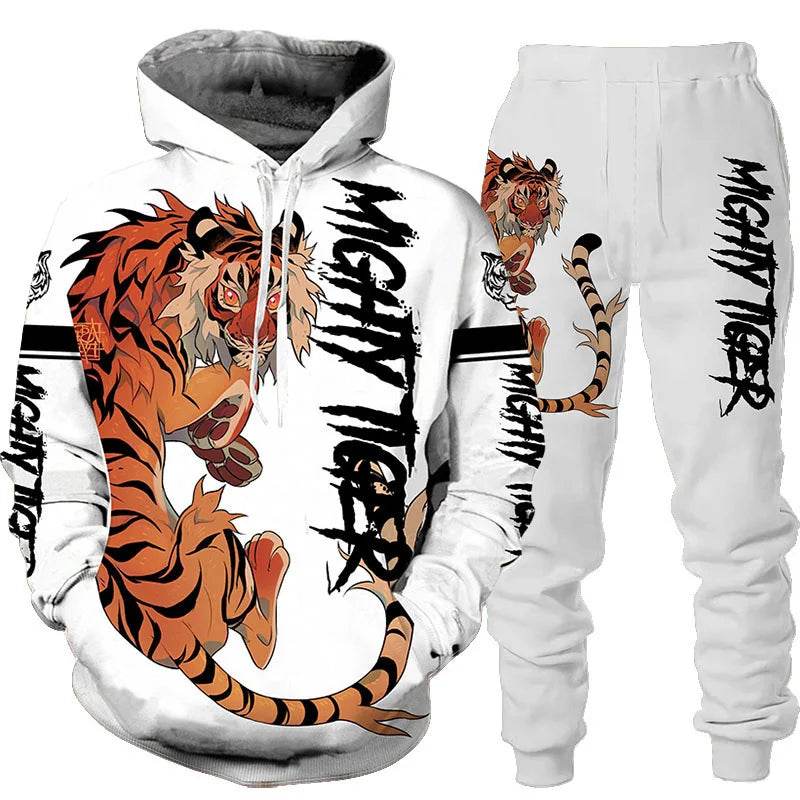 3D Tiger Printed Tracksuit Set - Unisex Hoodie & Pants, Cozy Style - Buy Center UK