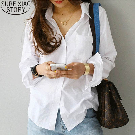 Buy Center Cotton Blouse - Elegant White Shirt for Women, Casual Style - Buy Center UK