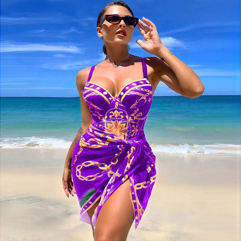 2024 Floral Printed Women’s Bikini Set - Push Up & Strappy Design - Buy Center UK