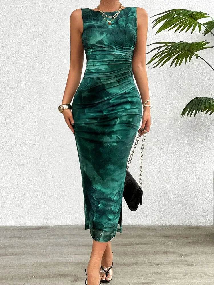 Buy Center Women's Slimming Sleeveless Tie-Dye Dress for Summer - Buy Center UK