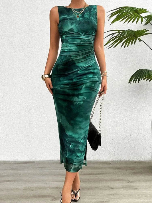 Buy Center Women's Slimming Sleeveless Tie-Dye Dress for Summer - Buy Center UK