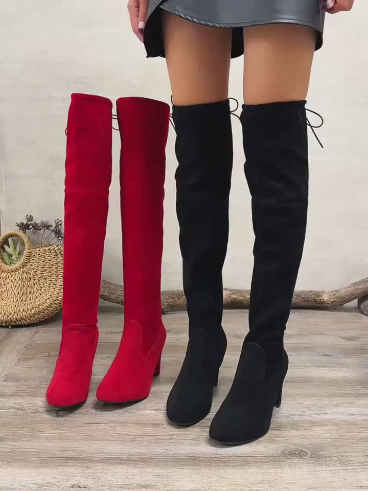 Stylish Versatile OvertheKnee Boots for Women Comfortable Winter High Heel Ankle Boots with Trendy Casual Design  Pure Color Minimalist European Style Long Boots Perfect for All 120 Festive Occasions