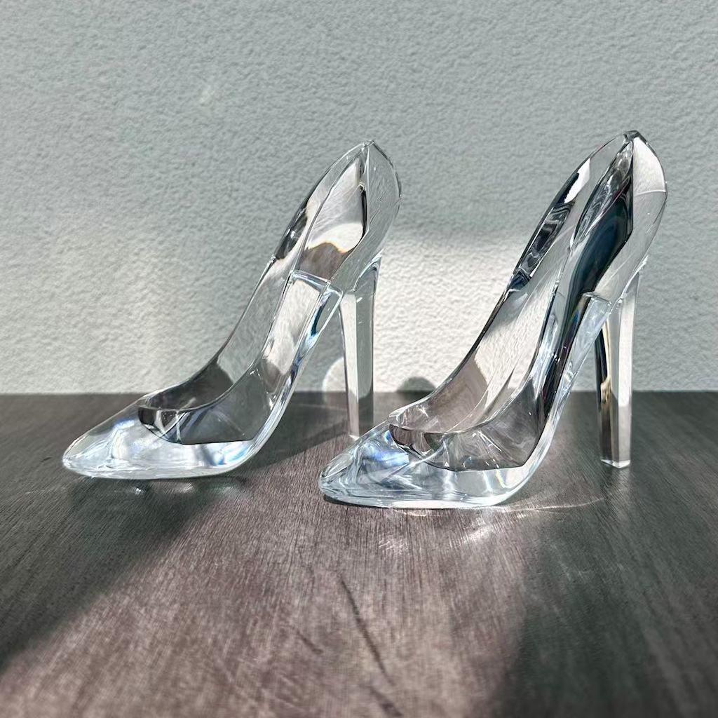 Elegant Acrylic High Heel Pumps  Clear PVC Stiletto NonElectric Decorative Footwear for Wedding Bridal Shower Home Decor 1pc