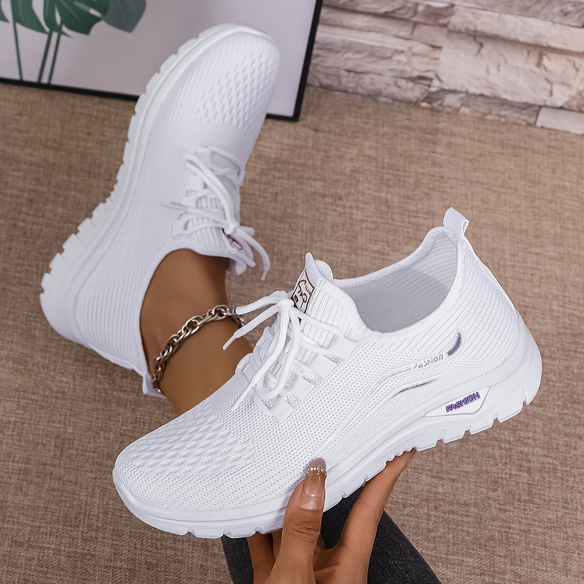 WomenS Light Blue Knit Fabric Sneakers with White Sole  Breathable LowTop LaceUp Shoes for Casual Wear AllSeason Comfort and Everyday Outings Ladies Sneakers