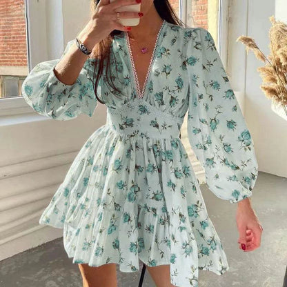 Buy Center Floral Print Mini Dress - A-Line Summer & Autumn Style - Buy Center UK