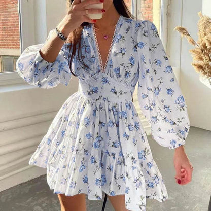 Buy Center Floral Print Mini Dress - A-Line Summer & Autumn Style - Buy Center UK