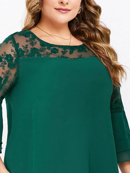 Plus-Size Embroidered Patchwork Dress for Weddings - Elegant Style - Buy Center UK