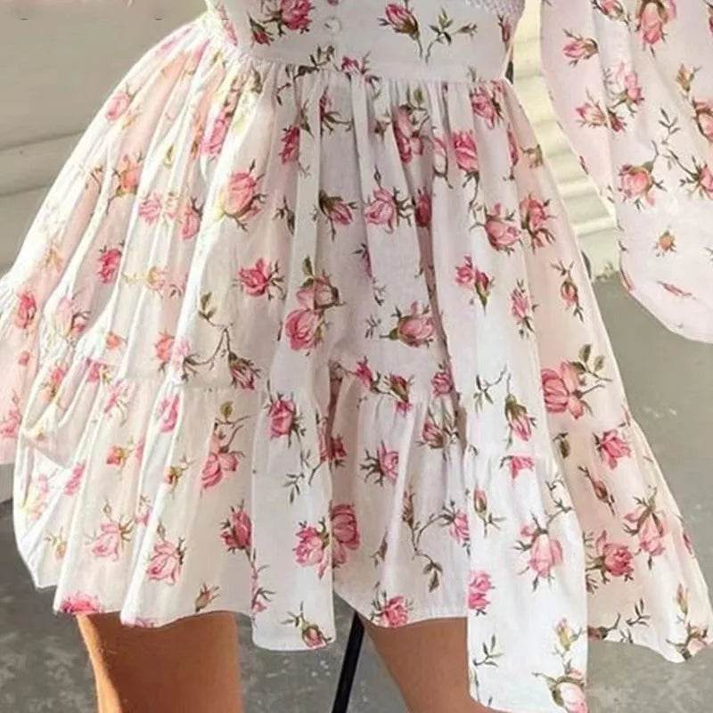 Buy Center Floral Print Mini Dress - A-Line Summer & Autumn Style - Buy Center UK