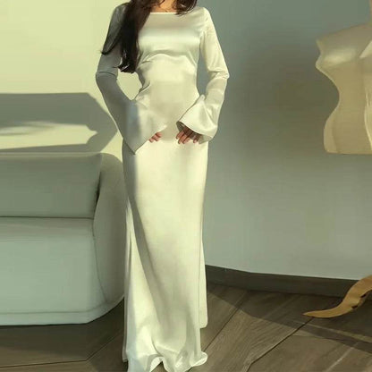 Elegant Women's Maxi Dress - O Neck, Flare Sleeve for Summer - Buy Center UK