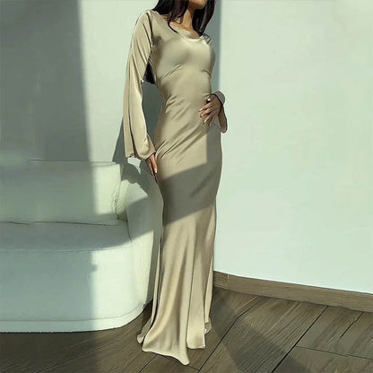 Elegant Women's Maxi Dress - O Neck, Flare Sleeve for Summer - Buy Center UK