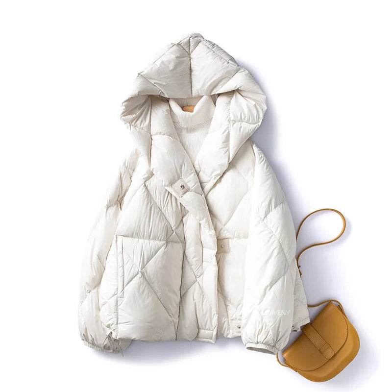 2024 Winter Women’s Short Jacket - 90% White Duck Down Puffer - Buy Center UK