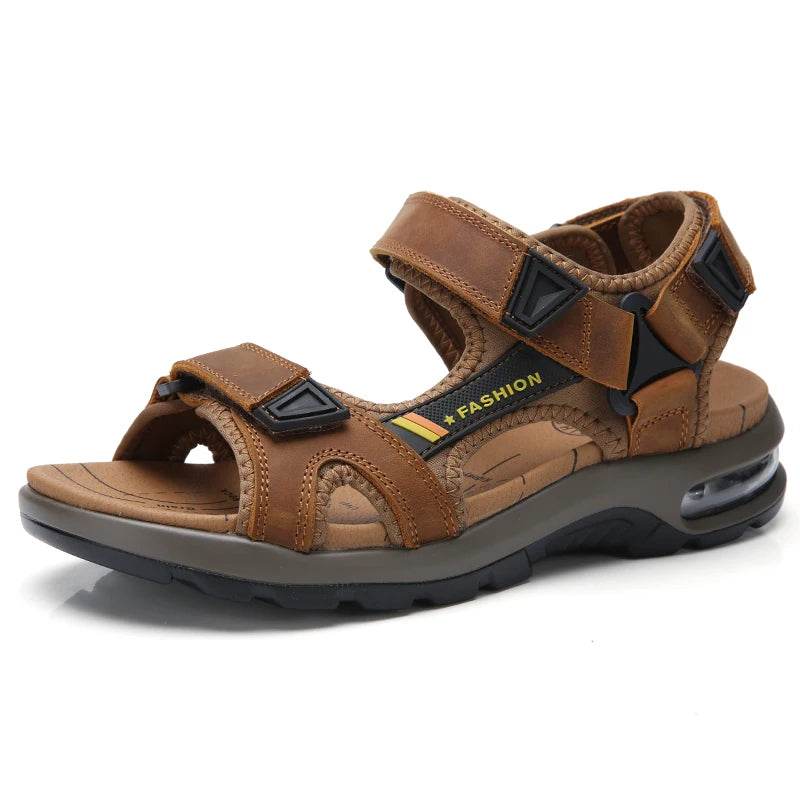 Buy Center Men's Genuine Leather Gladiator Sandals - Comfortable Flip Flops - Buy Center UK