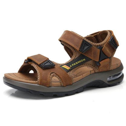 Buy Center Men's Genuine Leather Gladiator Sandals - Comfortable Flip Flops - Buy Center UK
