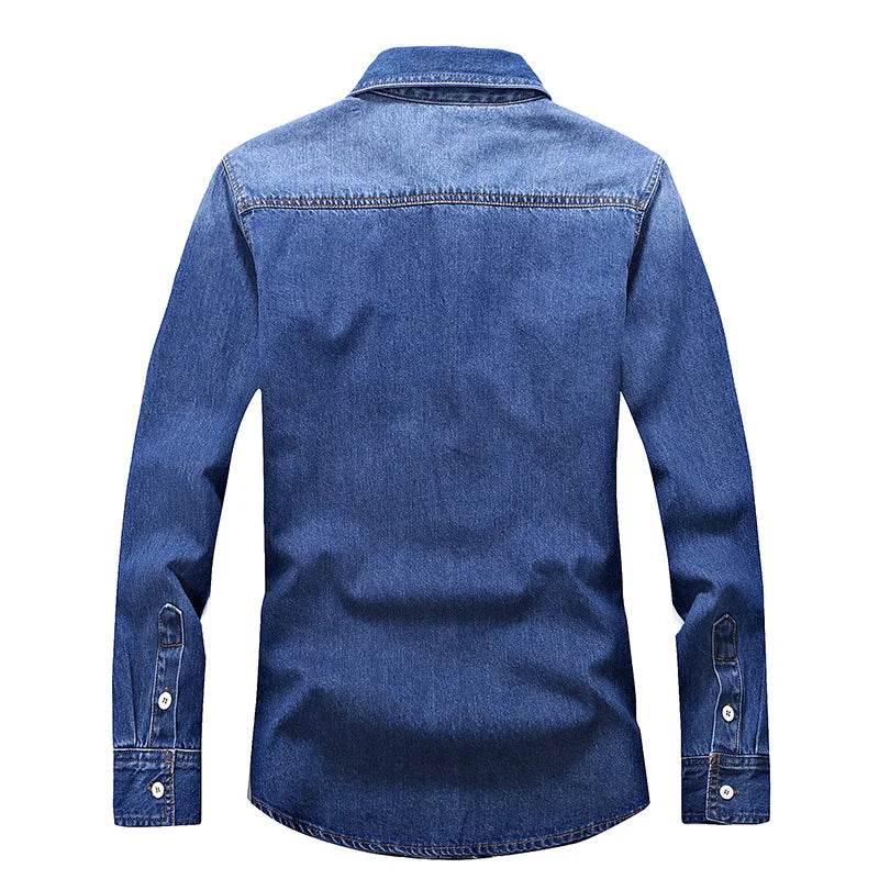 Buy Center Men's Slim Long Sleeve Denim Shirt - Stylish Cotton Top - Buy Center UK