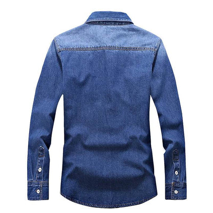Buy Center Men's Slim Long Sleeve Denim Shirt - Stylish Cotton Top - Buy Center UK