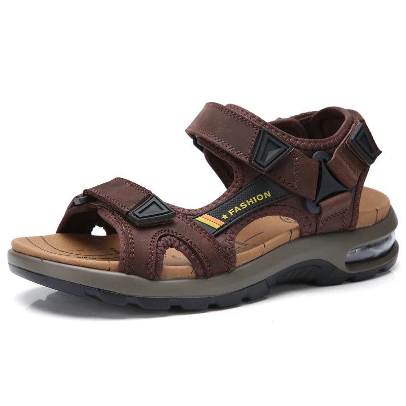 Buy Center Men’s Genuine Leather Gladiator Sandals - Comfortable Summer Flip Flops - Buy Center UK