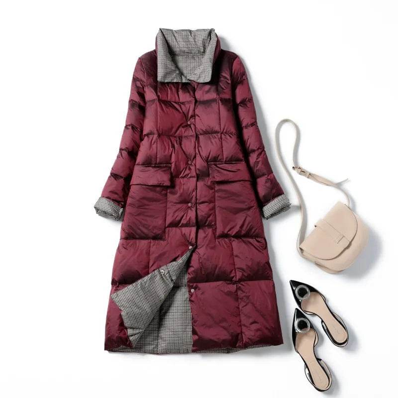 Buy Center Women's Duck Down Jacket - Warm Plaid Coat for Winter - Buy Center UK