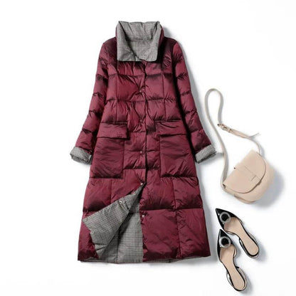 Buy Center Women's Duck Down Jacket - Warm Plaid Coat for Winter - Buy Center UK