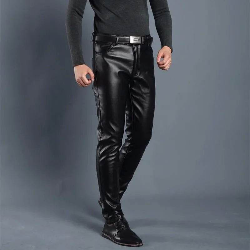 Buy Center Men's Faux Leather Pants - Slim Fit Black Leggings - Buy Center UK