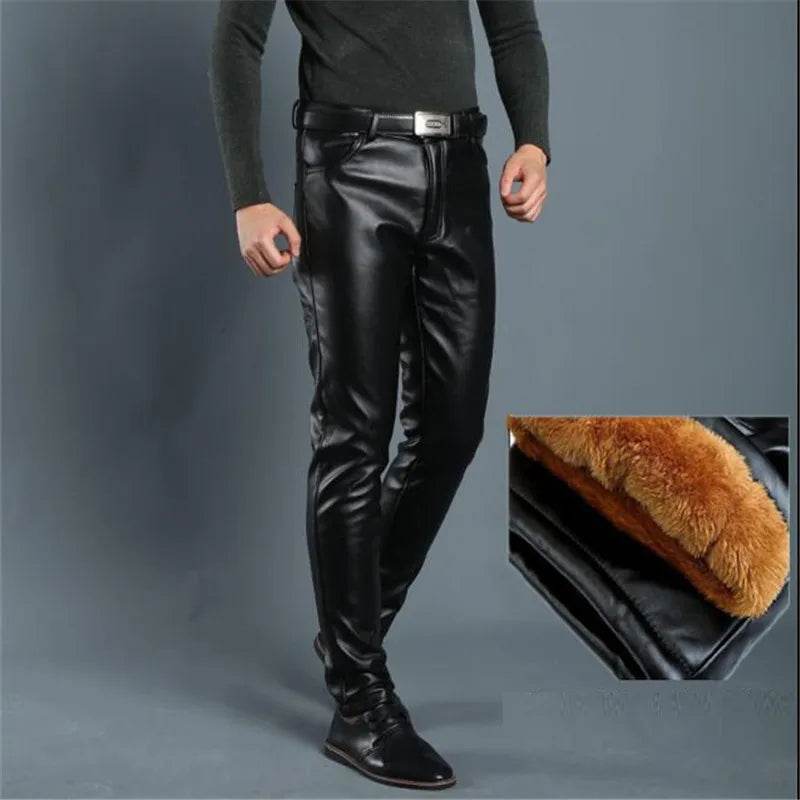 Buy Center Men's Faux Leather Pants - Slim Fit Black Leggings - Buy Center UK