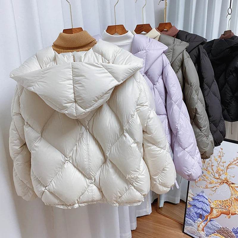 2024 Winter Women’s Short Jacket - 90% White Duck Down Puffer - Buy Center UK