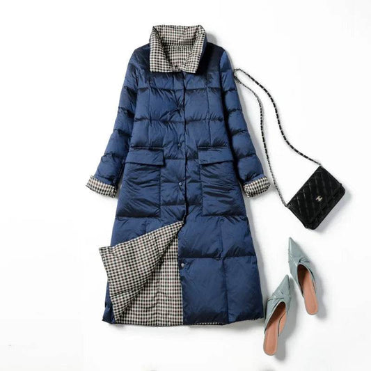 Buy Center Women's Duck Down Jacket - Warm Plaid Coat for Winter - Buy Center UK