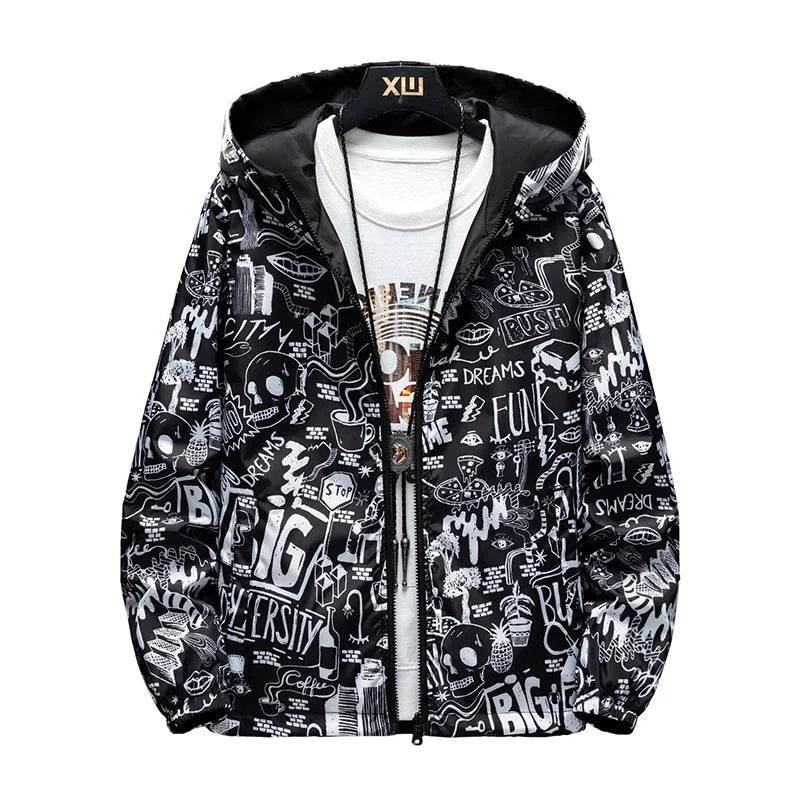 Strewear Graffiti Printed Reversible Male God Jacket - Lightweight Fashion - Buy Center UK